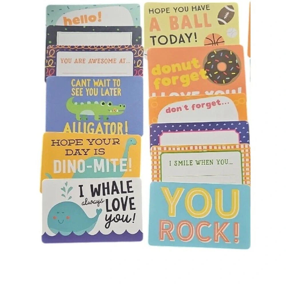 Eccolo Kids Lunch Box Notes 23 Count Space Dinosaur Animal Encouragement Cards